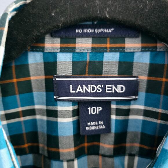 Lands' End Plaid Button Down Supima Cotton Shirt size 10 Petite Western - Picture 5 of 9